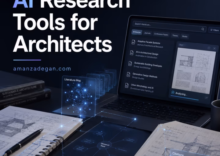Architecture student using AI research tools to compare academic papers and BIM research sources