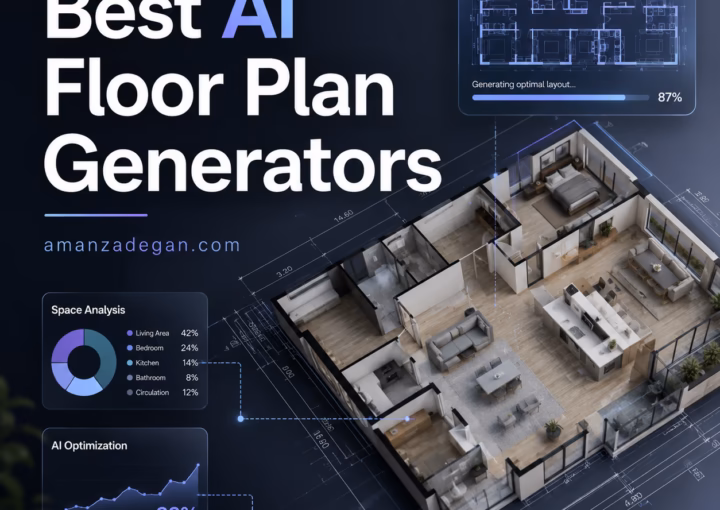 Architect using an AI floor plan generator with multiple apartment layouts and spatial presets on a digital interface